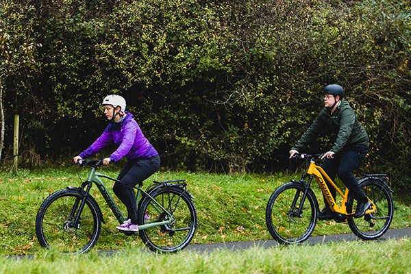 Orbea hybrid bikes in a park